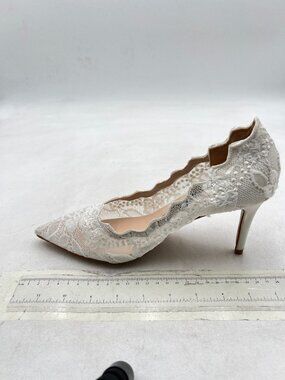 XYD White High Heels Mesh Pumps for Women Slip On Pointed Toe Evening Shoes